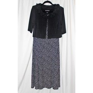 Jessica Howard Black Ruffled Collar Jacket and Dress Set Size 14